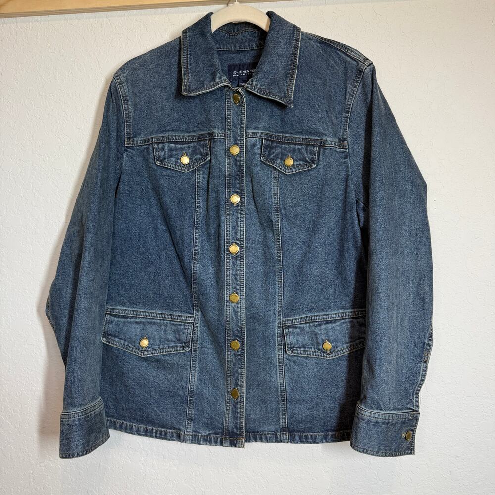 Women's Jones‎ New York Denim Blue Jean Barn Chore Button Front Jacket Size IX - Picture 2 of 10